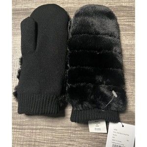 UGG All Over Faux Fur Mittens Womens Glove Black Size S/M P/M NEW